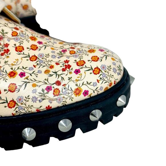 Schutz Andrea Lace Up Studded Floral Combat Boots - Picture 3 of 15